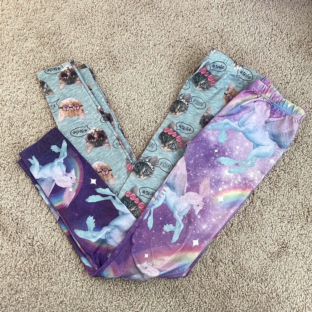 Capelli New York Kids heavyweight winter leggings | girls M/L | cats unicorn
